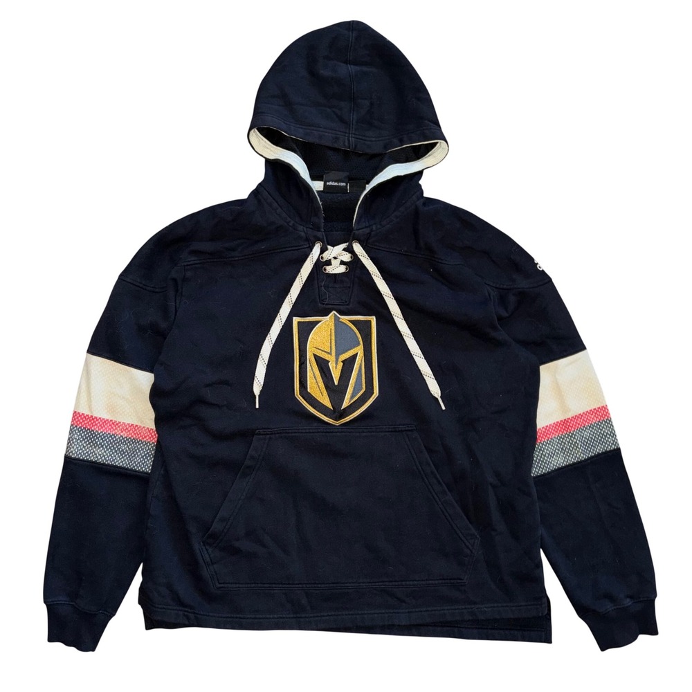 Adidas Vegas Golden Knights Mens XL Lace Up Hoodie Black Hockey Sweatshirt